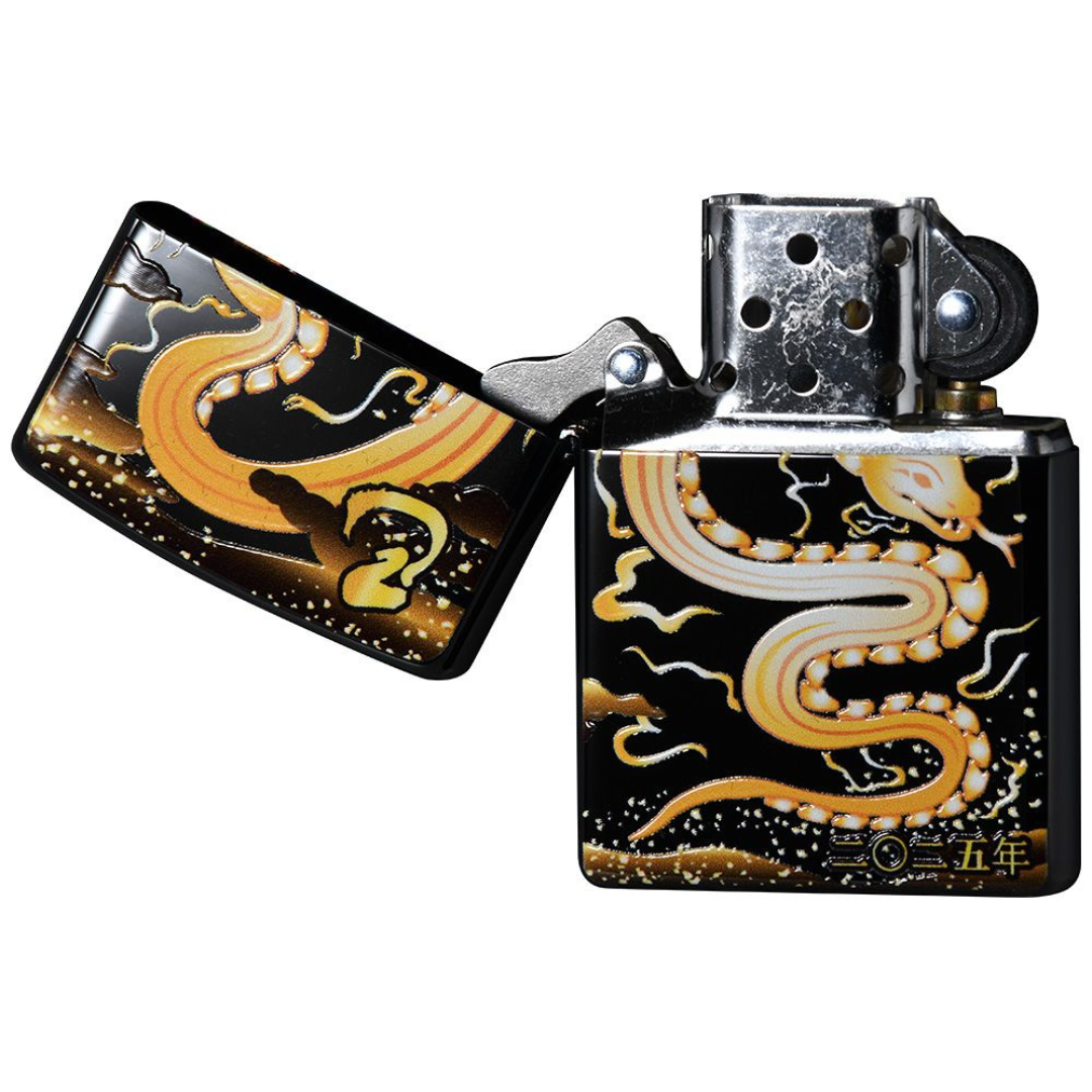 Bật lửa Zippo Year of the Snake 2025 - Phiên Bản Độc Quyền Châu Á, Thiết Kế Rắn Vàng Photo Image Trên Nền Đen Bóng Chính Hãng Mỹ