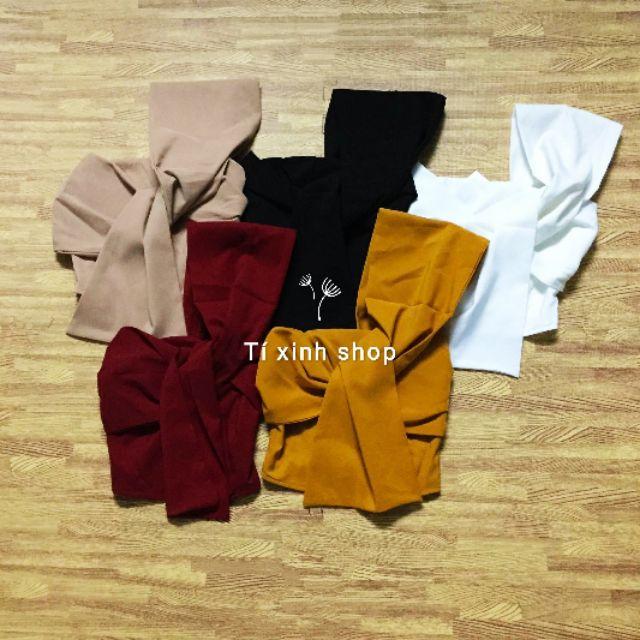 Áo Crop Top Lệch Vai Thắt Nơ Ngực Sang Chảnh (6 màu