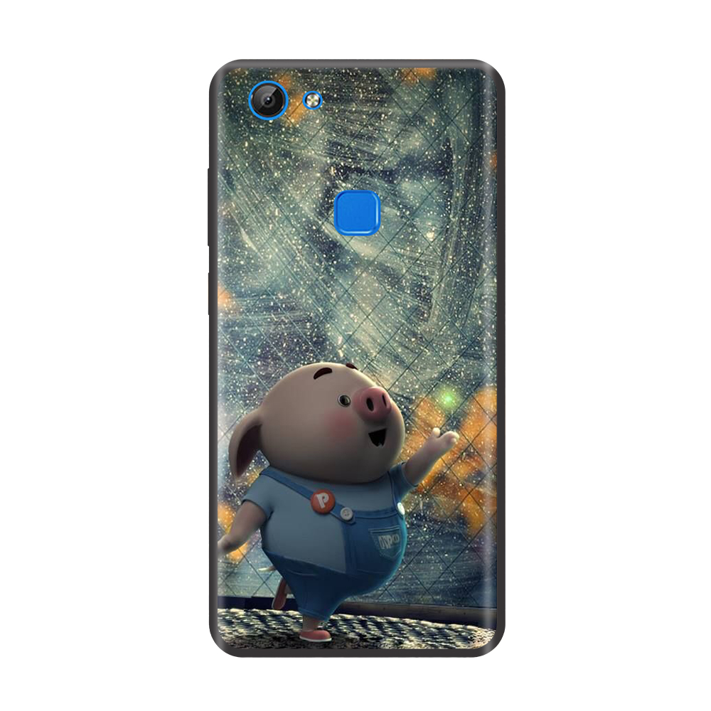 Ốp lưng TPU viền dẻo cho điện thoại VIVO V7 Hình Heo Con Chạy Bộ