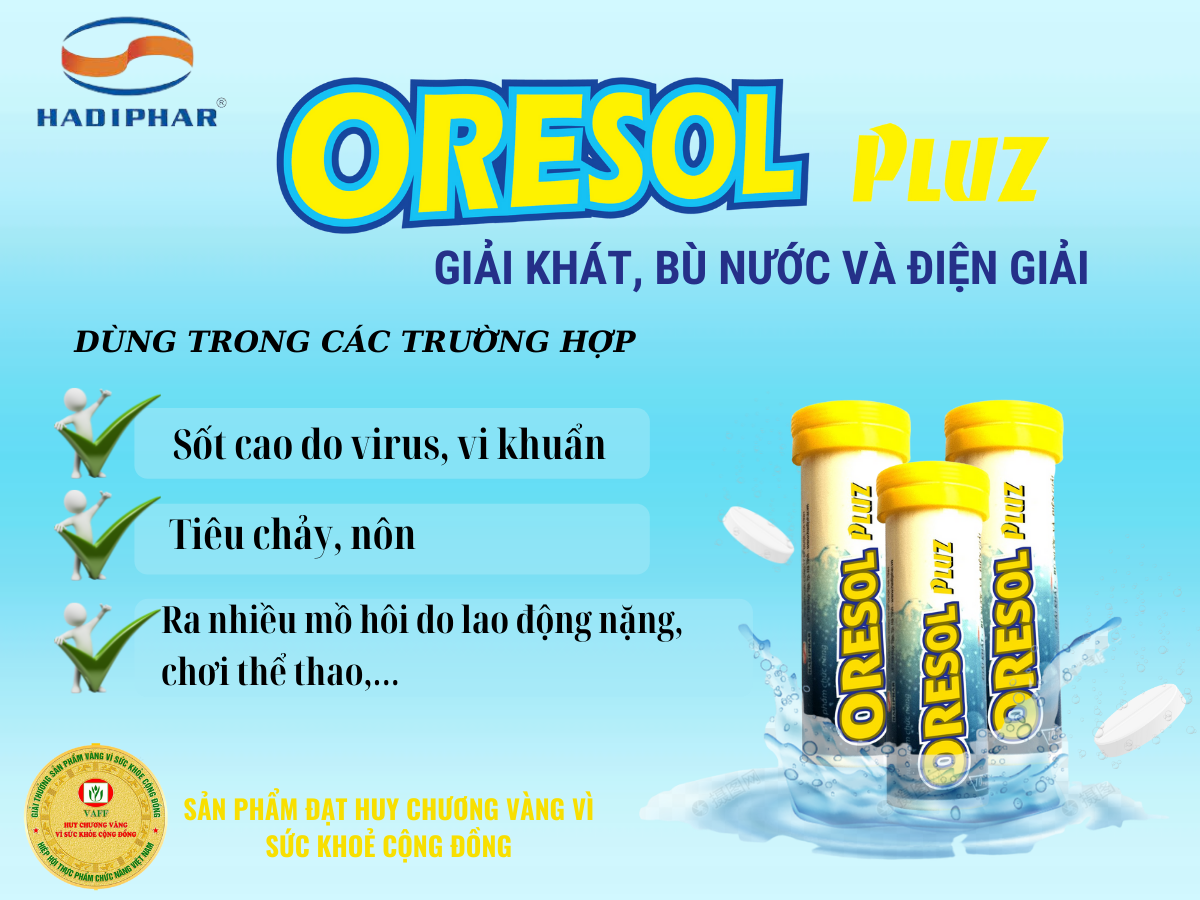 Viên sủi Oresol Pluz tăng cường sức đề kháng, giải khát, bù nước và điện giải