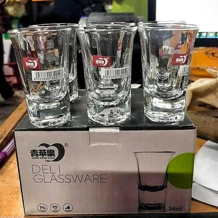 Bộ ly uống rượu nhỏ 35ML cao cấp DELI GLASSWARE thủy tinh đế dày
