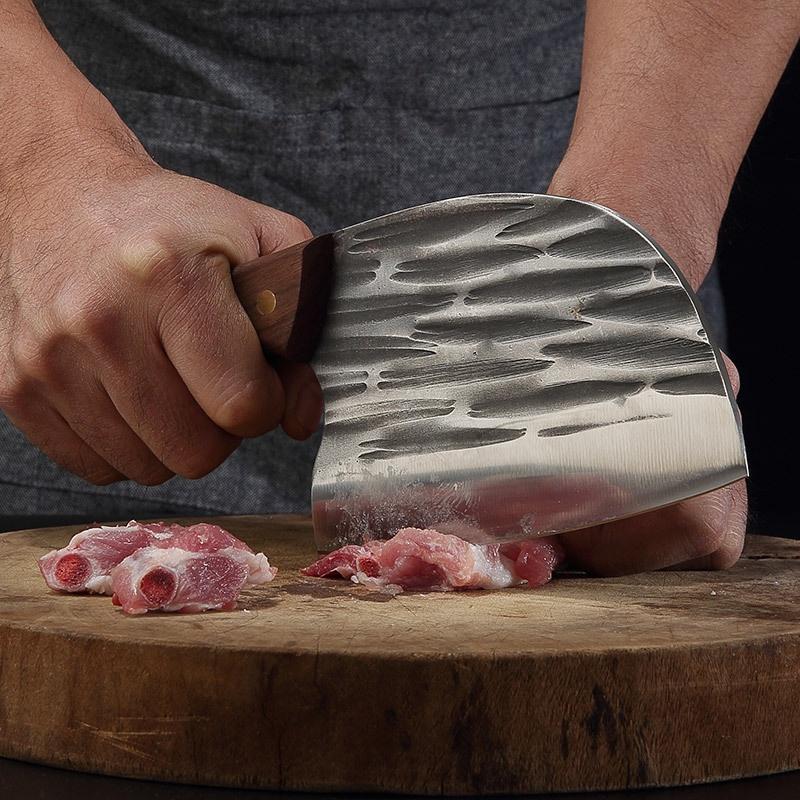 Dao bếp thái chặt gà vịt không rỉ , mặt dao dập chìm hoa văn phong thủy, giữ sắc bền - TR5 tc