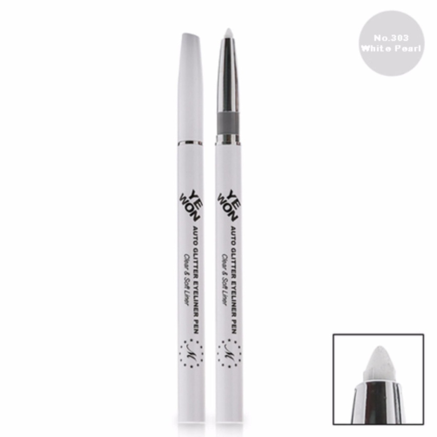 Chì mí kim tuyến Mira Glitter Auto Eyeliner Pen Hàn Quốc No.302 White Pearl tặng kèm móc khoá