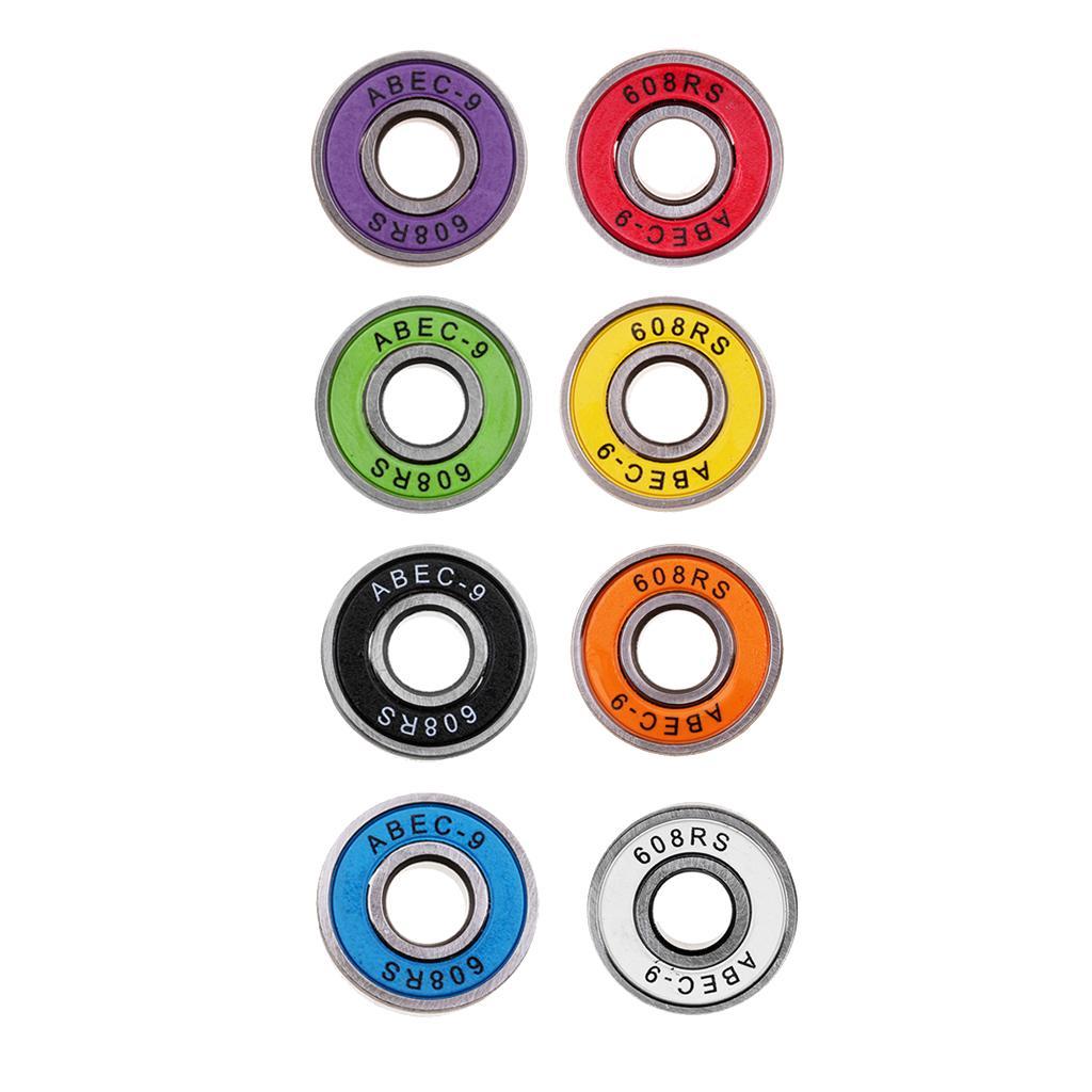 40pcs Frictionless Abec 9 Skateboard Roller Skate Bearings 608-RS 8x22x7mm