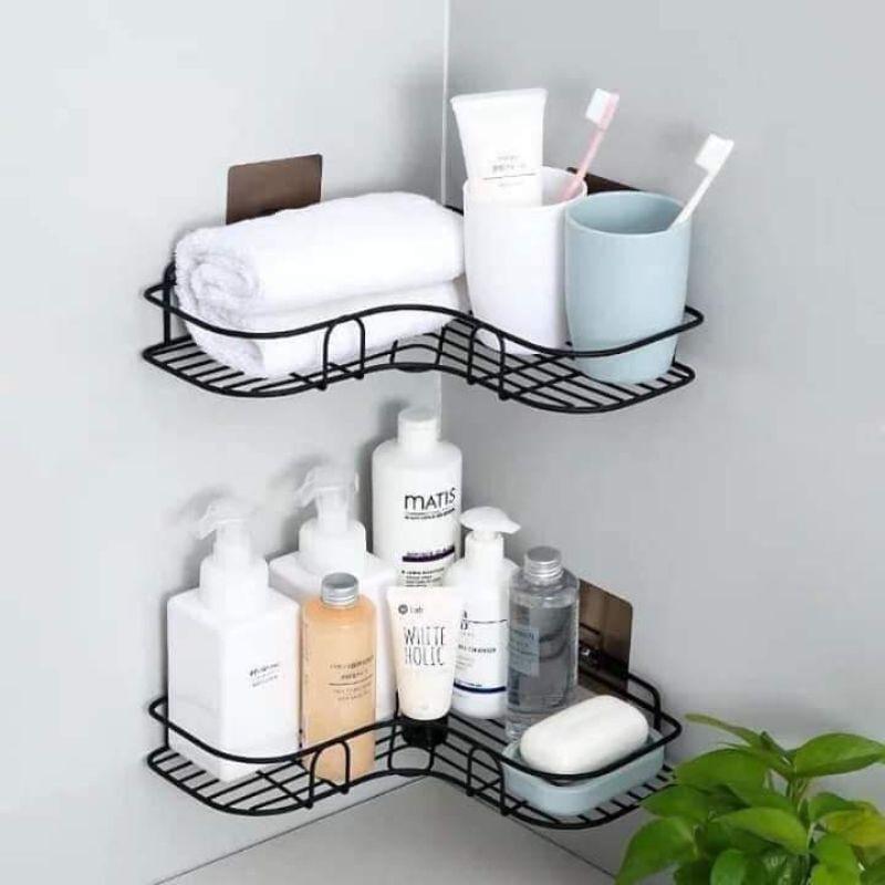 Kệ góc sắt dán tường góc bếp nhà tắm phòng khách tam giác đa năng, siêu chắc