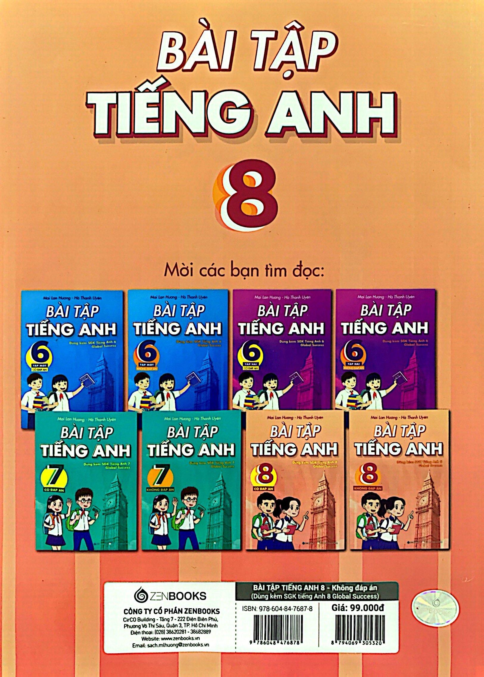 Bài Tập Tiếng Anh 8 - Không Đáp Án (Dùng Kèm SGK Tiếng Anh 8 Global Success)