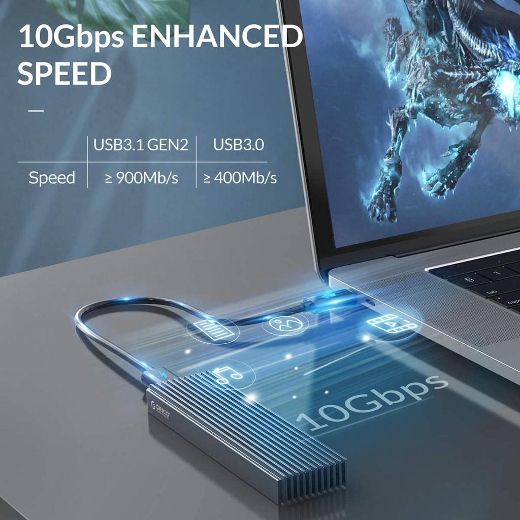 Hộp ổ cứng ORICO cổng USB type-C Gen2 10Gbps PCIe M2 SATA NVME NGFF 5Gbps Cho SSD M.2 2230/2242/2260/2280（M2PV-C3) - hàng chính hãng