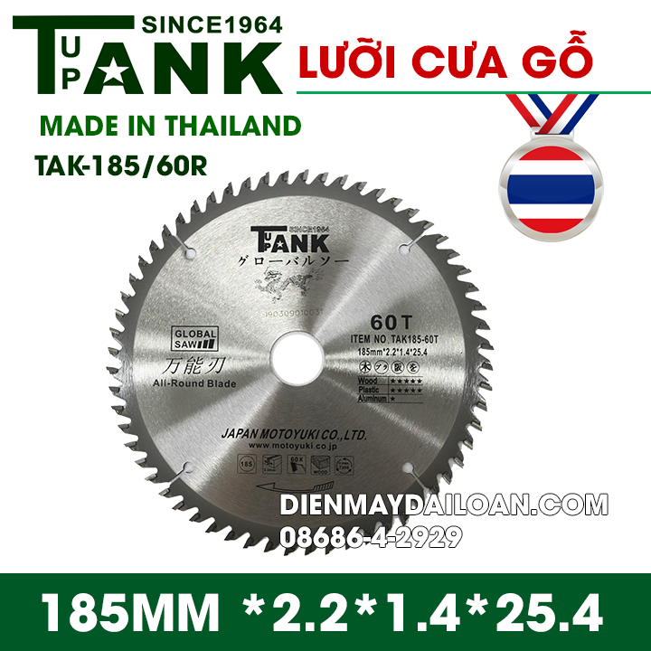 Lưỡi cắt gỗ Tank since 1964 TAK-185/60R/25.4