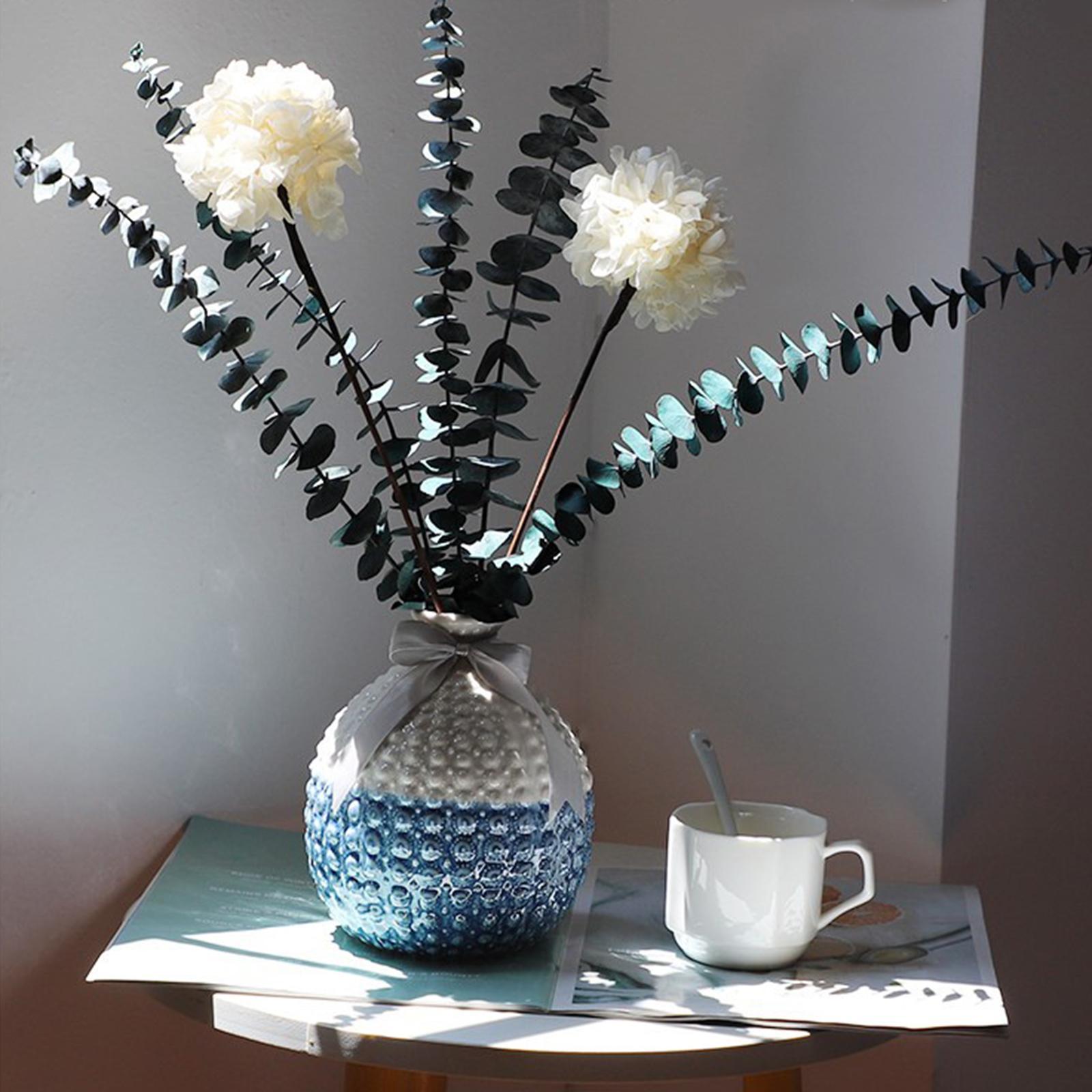 Nordic Ceramic Vase Dried Flower Vase Art Crafts Bedroom Garden Decoration Blue