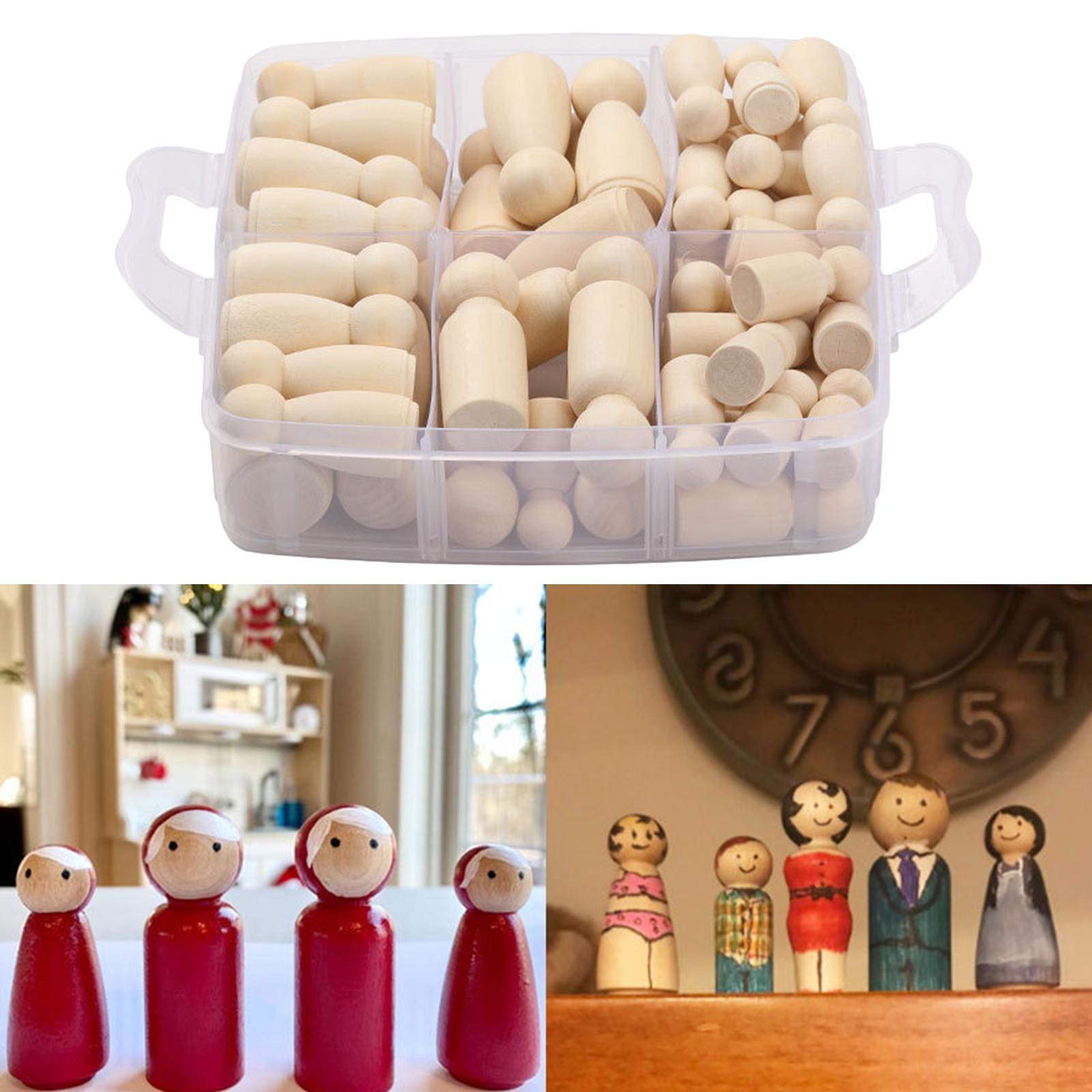 50Pcs Smooth Blank Peg Doll DIY Figures Pieces Making Decor Dolls Bodies