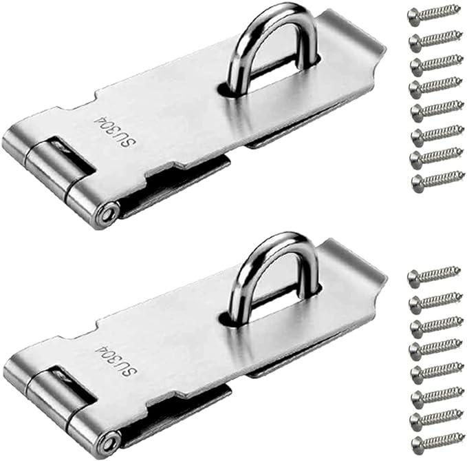 Chốt Cài Chốt, 2 Cái Chốt Cửa Khóa Cửa Chốt Cài Bằng Thép Không Gỉ 4 Inch Bằng Ốc Vít Cửa Tủ An Ninh, Khóa Móc Bạc