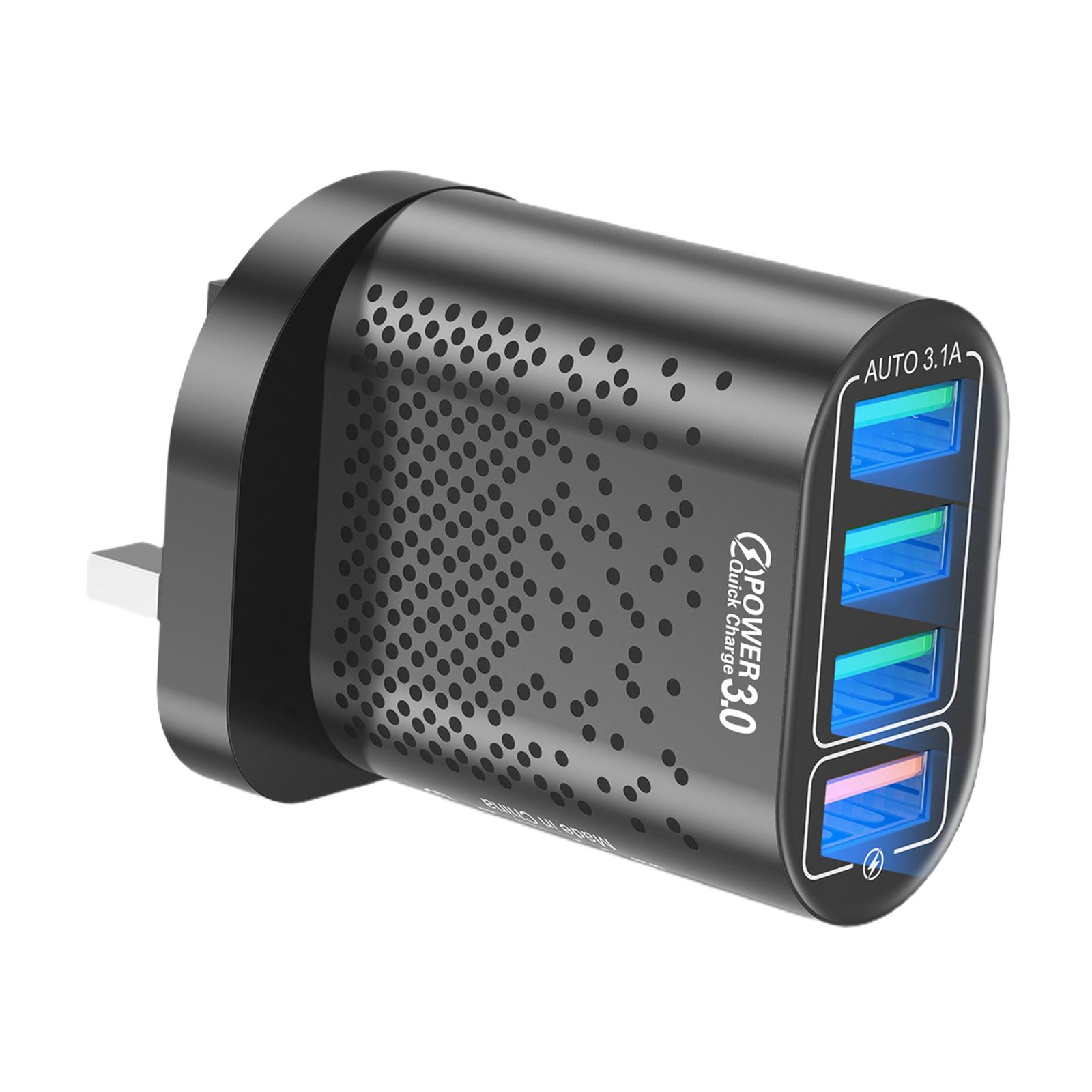 Quick Charge USB Wall Charger,Fast Charger 4-Port Power Adapter Charging Block with QC 3.0 Plug for iPhone 11Pro/MAX/X/XS/XR/XS Max/8/7/6/Plus