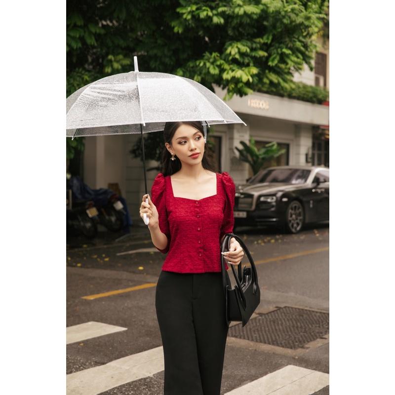 Áo sơ mi cổ vuông, tay lỡ chất liệu lụa xốp, co giãn, mặc nhẹ phù hợp đi làm đi chơi CLARA MARE BLS4008