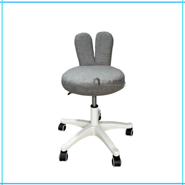 Ghế xoay trang điểm bọc nệm vải lông cừu cao cấp tựa lưng tai thỏ chân tăng giảm CE1019-F -  Cute rabbit make up chair