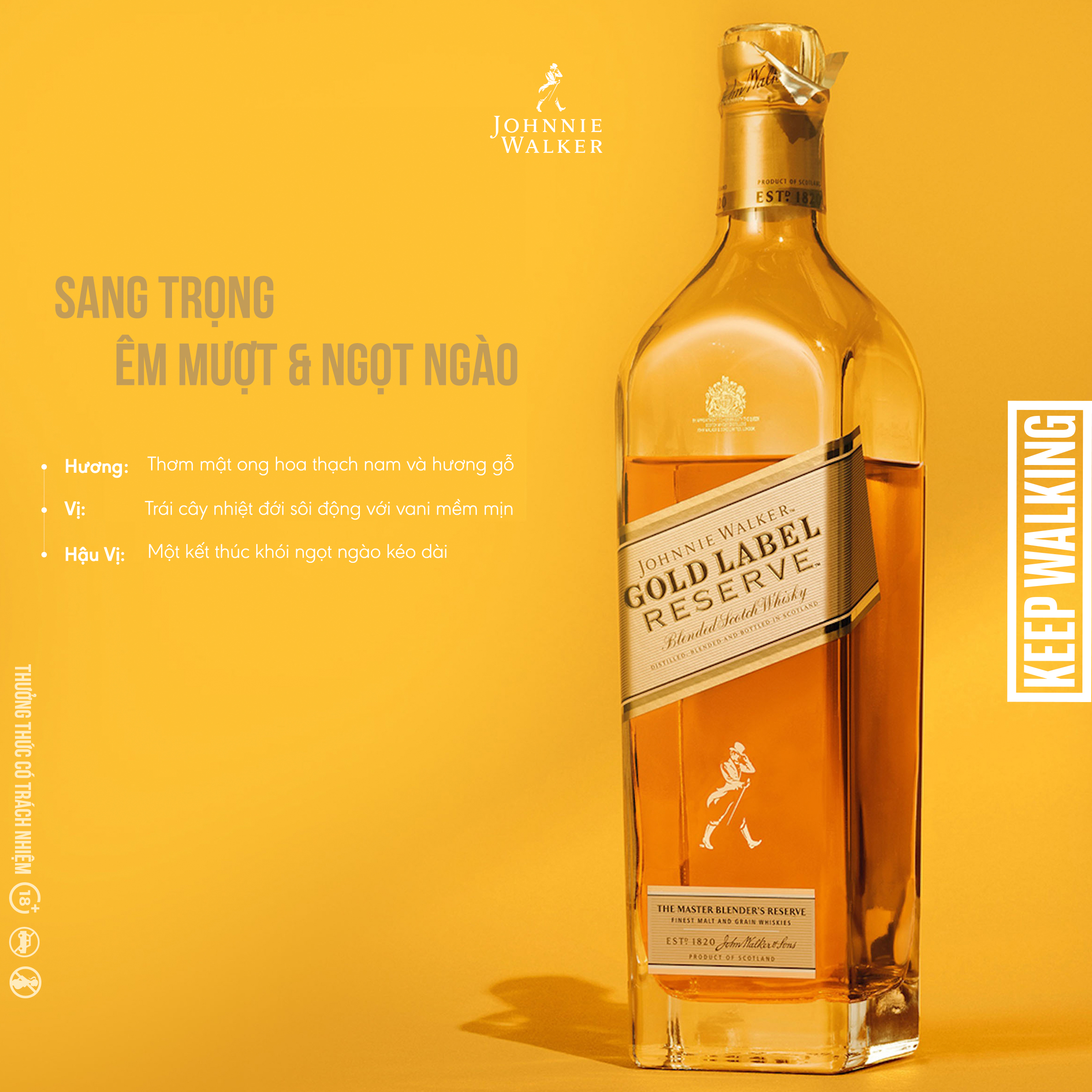 Rượu Johnnie Walker Gold Label Blended Scotch Whisky 40% 750ml [Kèm Hộp]