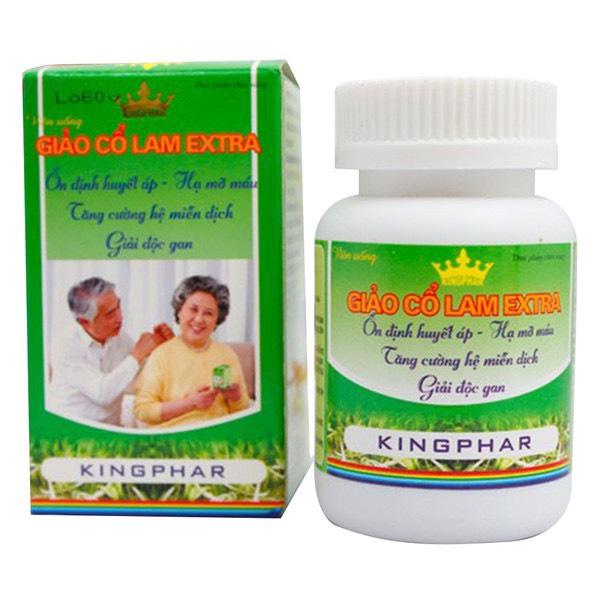 Viên uống GIẢO CỔ LAM extra Kingphar - Lọ 60 viên -Viên Uống Bổ Gan, Hạ Mỡ Máu, Ổn Định Huyết Áp