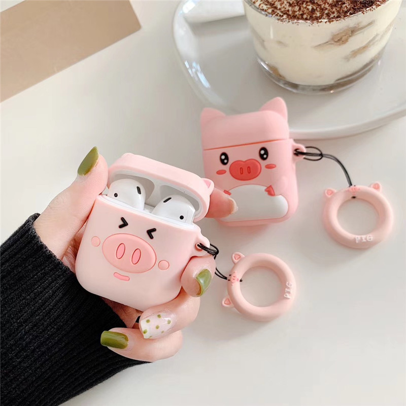 Airpods case, Ốp nhựa dẻo bảo vệ dành cho Airpods 1/2 - Cute Pig