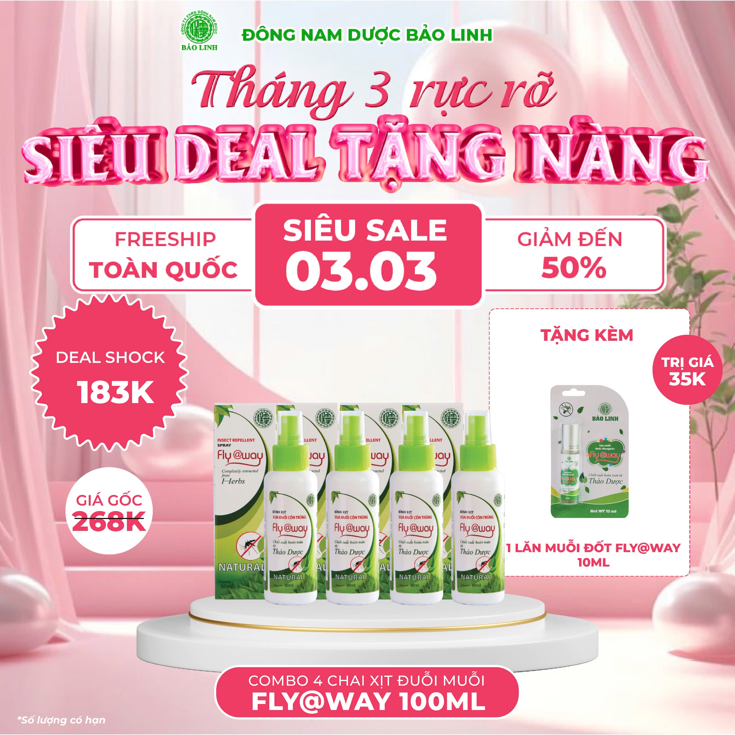 Bình Xịt Xua Đuổi Muỗi Fly@Way Bảo Linh (100ml)