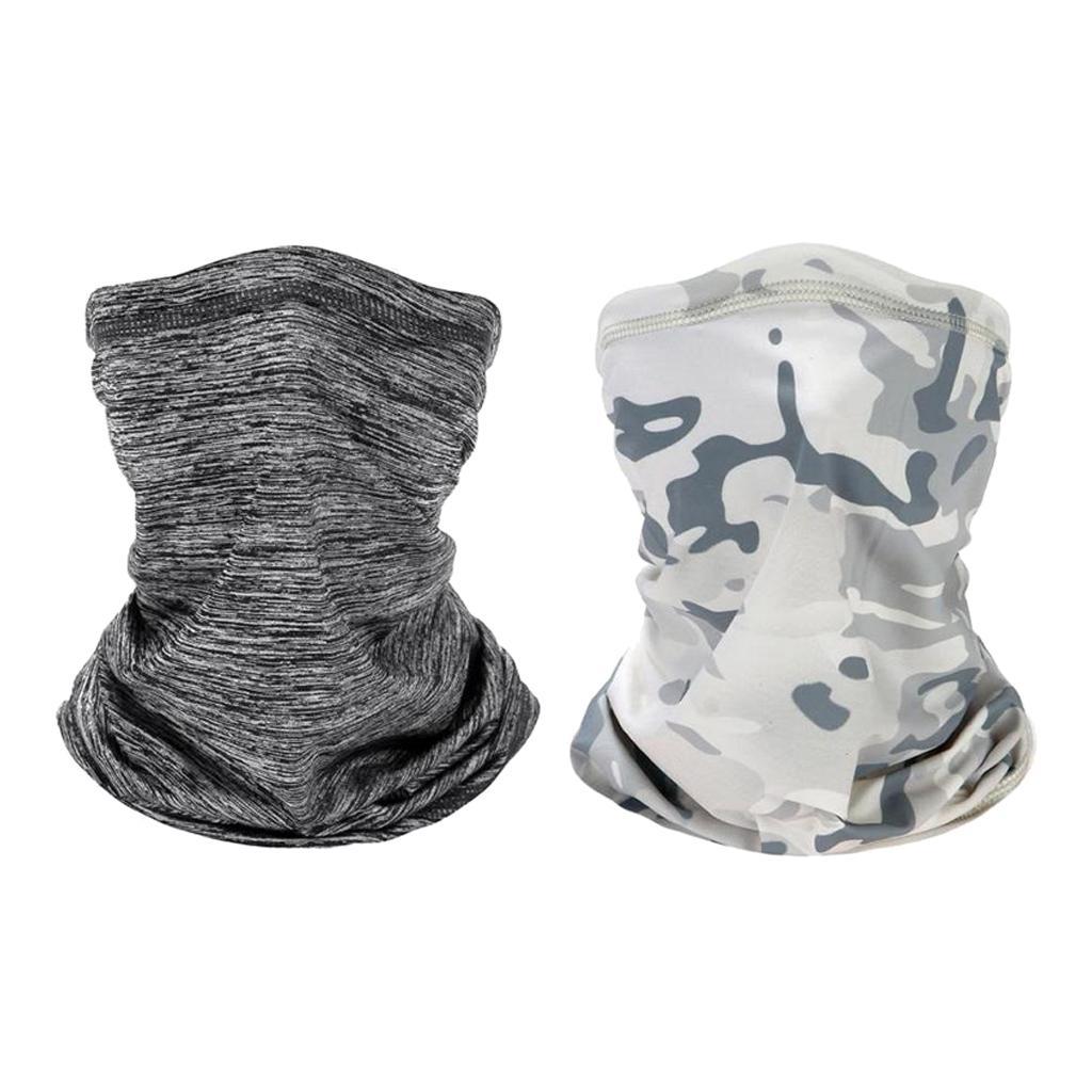 2 Pieces Silk Like Cycling Face Cover Balaclava Scarf Unisex Neck Gaiter