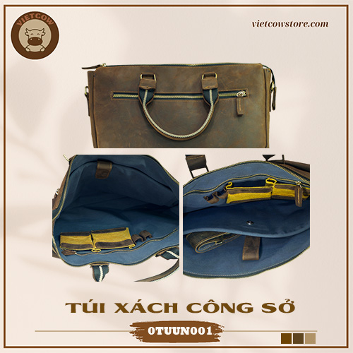 Túi Công Sở Túi Da Bò Sáp Cao Cấp, Túi Công Sở Da Bò Thời Trang_VietCow_0TXUN001