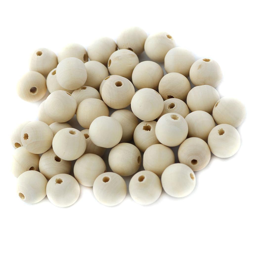 50x 20mm Natural Color Wood Round Wooden Beads Craft Jewelry Making Findings