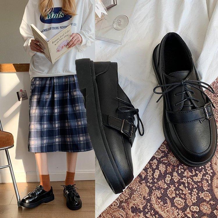 Giày Da Phong Cách Hàn Quốc Đơn Giản Cho Nữ