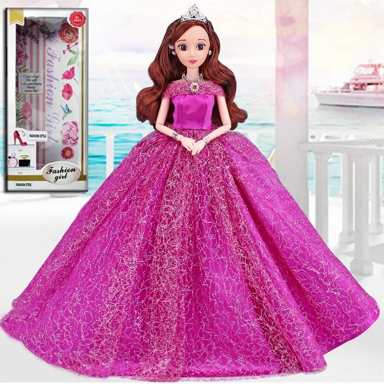 Búp Bê Cô Dâu Xinh Đẹp Tím Tặng Phụ Kiện 08 Món+ 03 Váy Ngắn