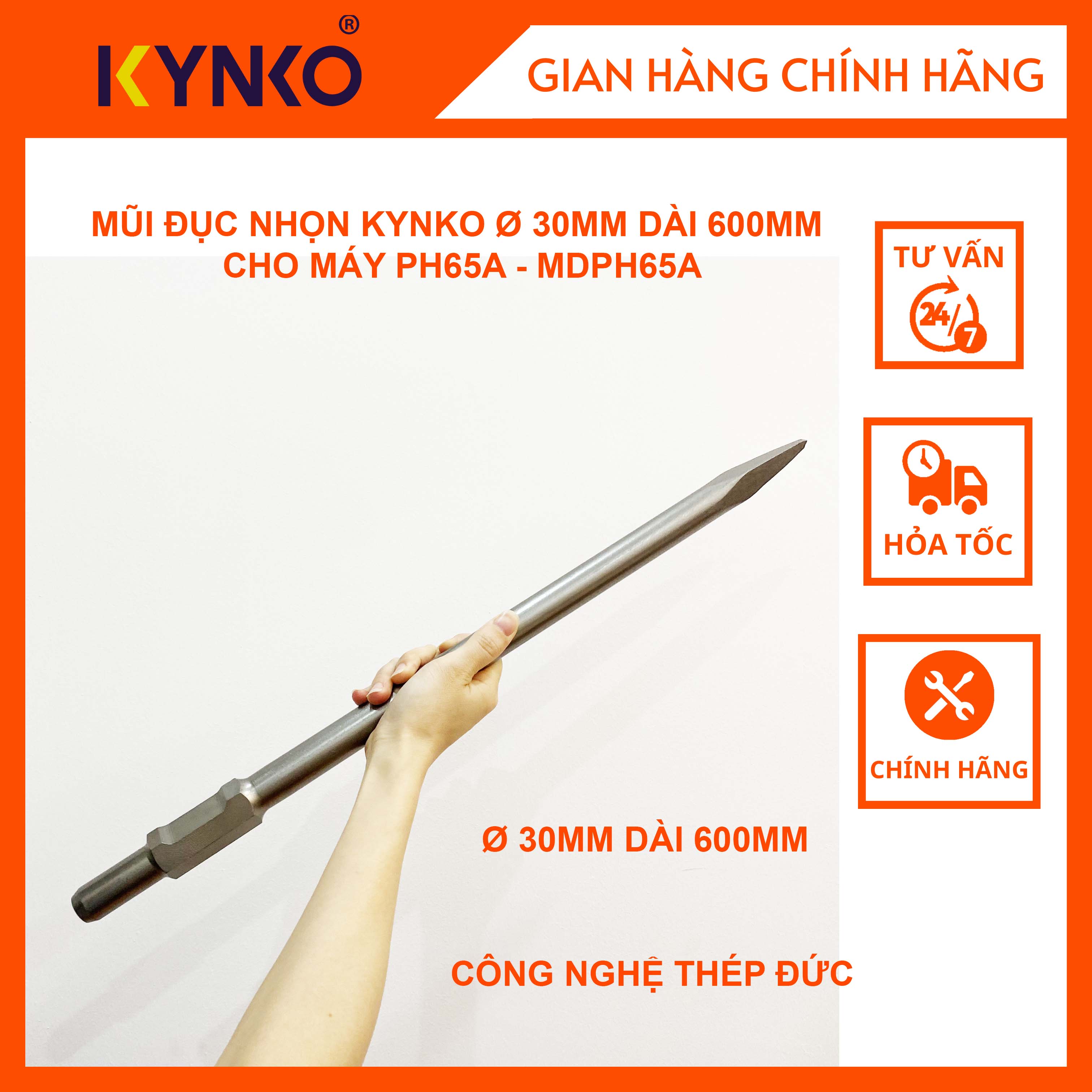 MŨI ĐỤC NHỌN KYNKO Ø 30MM DÀI 600MM CHO MÁY PH65A - MDPH65A