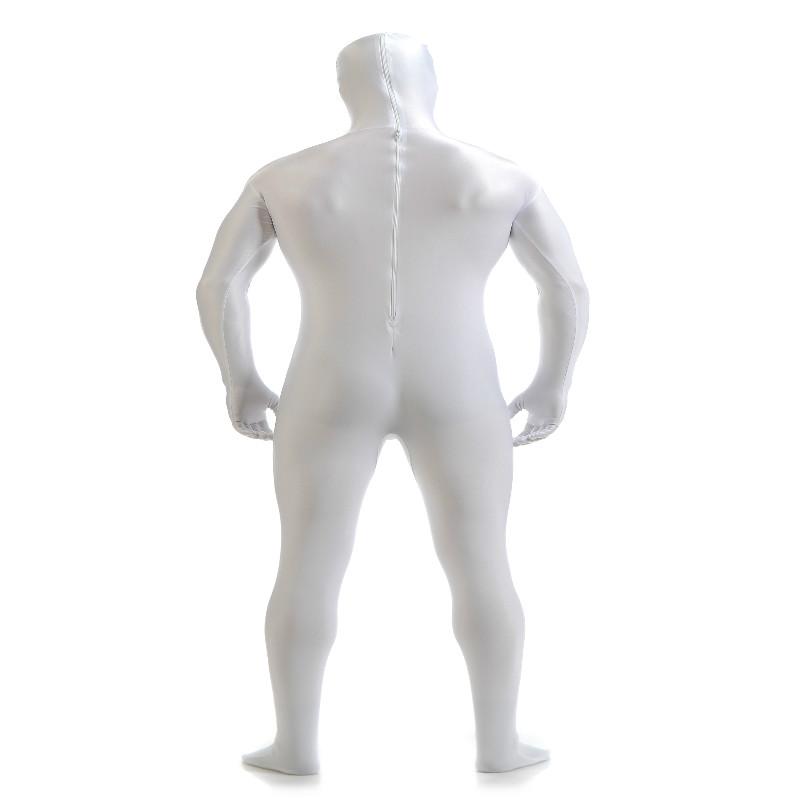 Open Face Zentai Spandex Unisex Catsuit Skin Tight Costume White XXL
