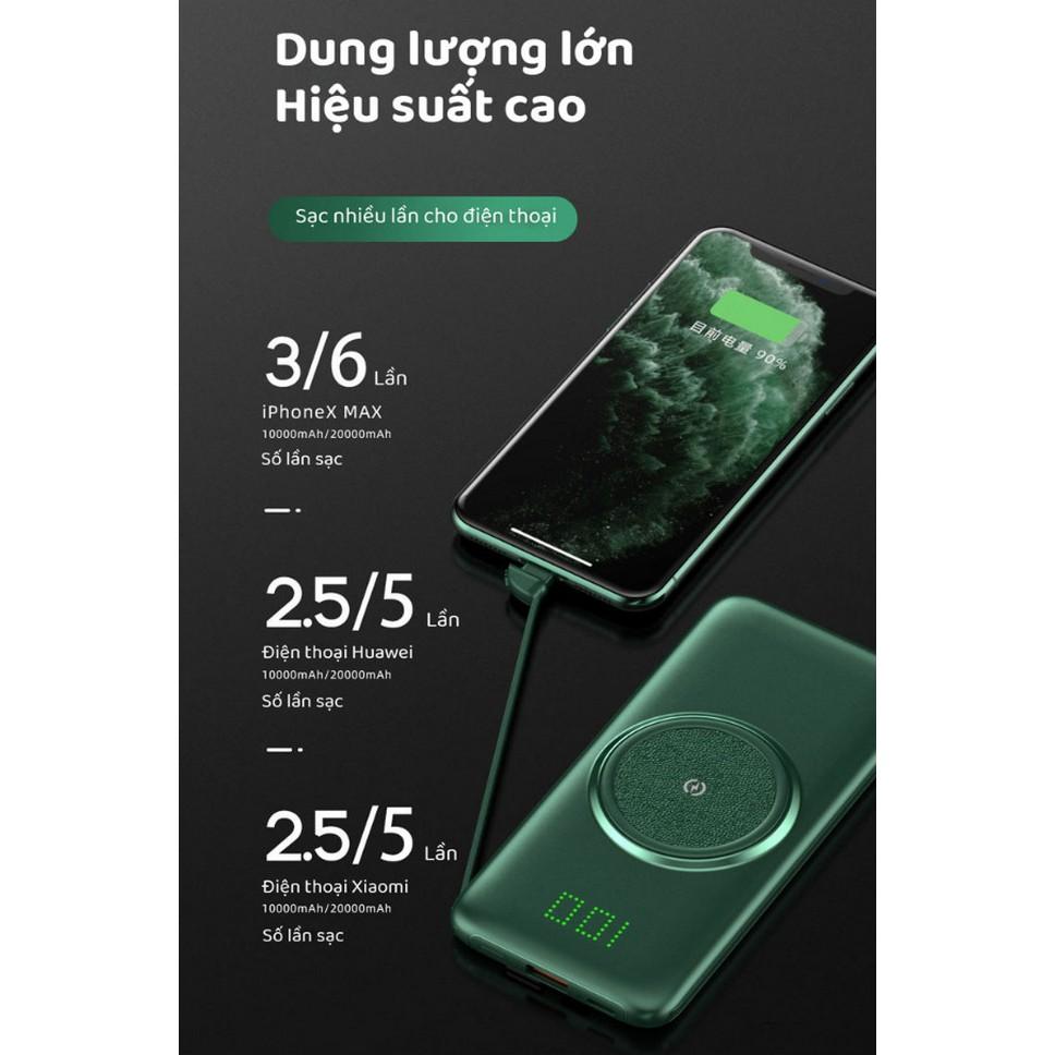 Pin dự phòng không dây tích hợp cáp sạc P1 GreenPower 20.000mAh - Home and Garden