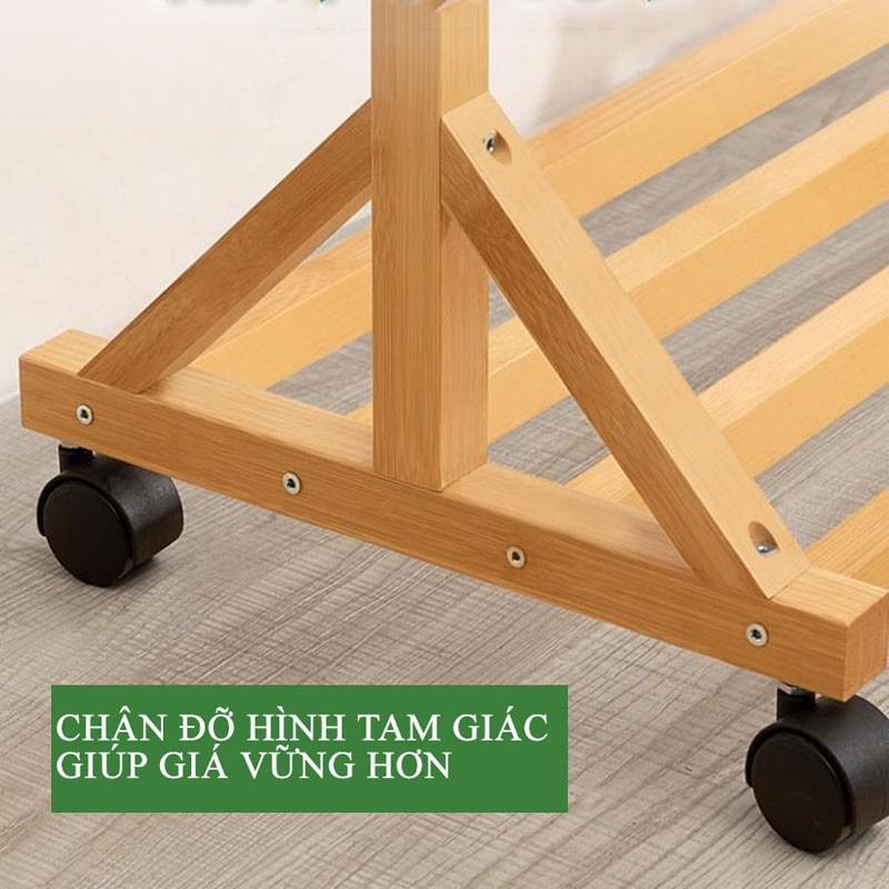 Cây Treo Quần Áo Di Động Bằng Gỗ Cao Cấp,Giá Treo Đồ Đứng Nội Thất Kiểu Hàn