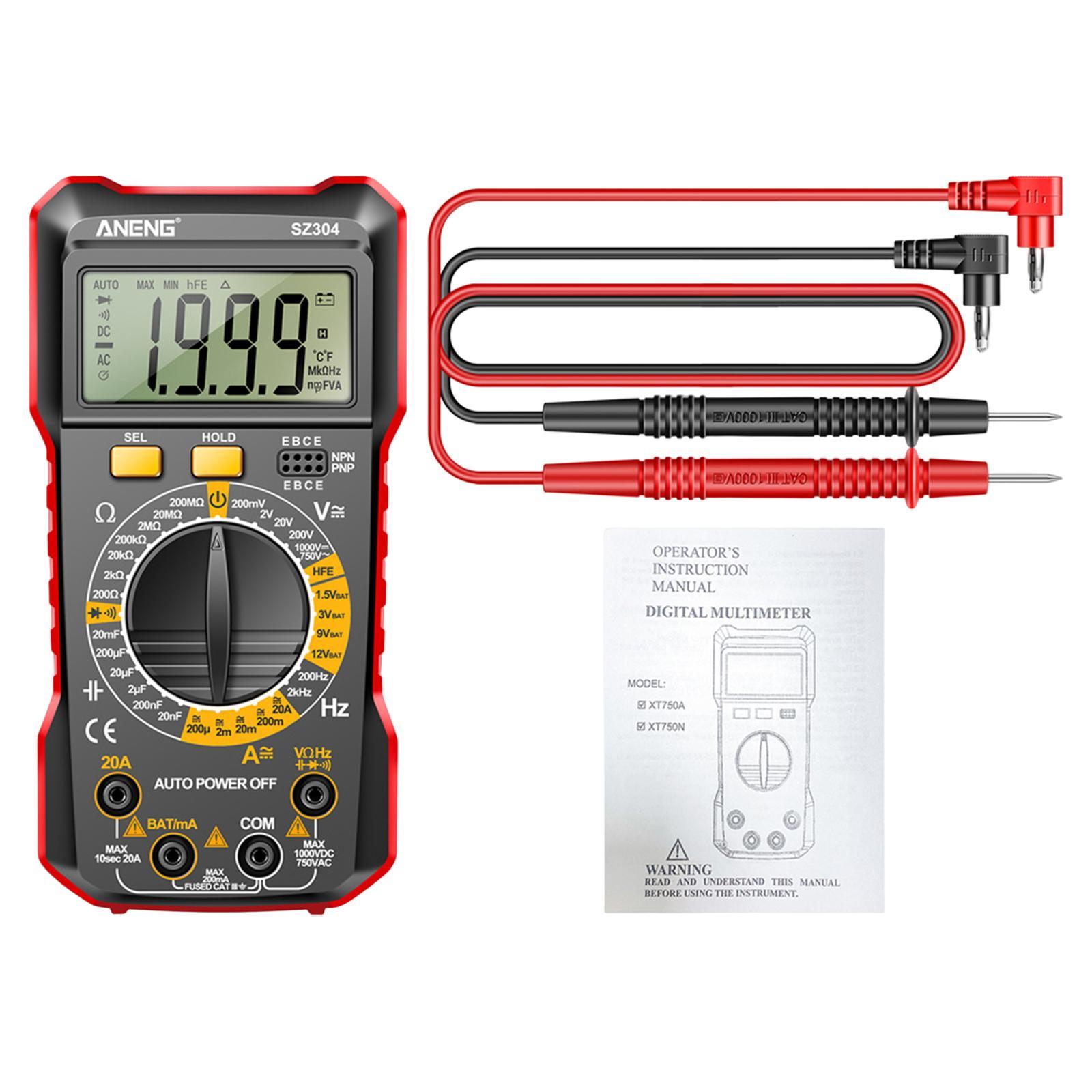 Electrical Multimeter Electrician Tool Multifunction Pocket DC Current Wide Measuring Continuity Capitance Voltage Meter Voltage Tester