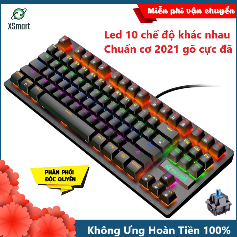 Bàn Phím Cơ Máy Tính XSmart Crack K2 Màu Đen PRO 87 Phím Led RGB 10 Chế Độ Khác Nhau, Dùng Cho Văn Phòng, Chơi Game Tương Thích Với Laptop, Máy Tính, Tivi - Hàng Chính Hãng