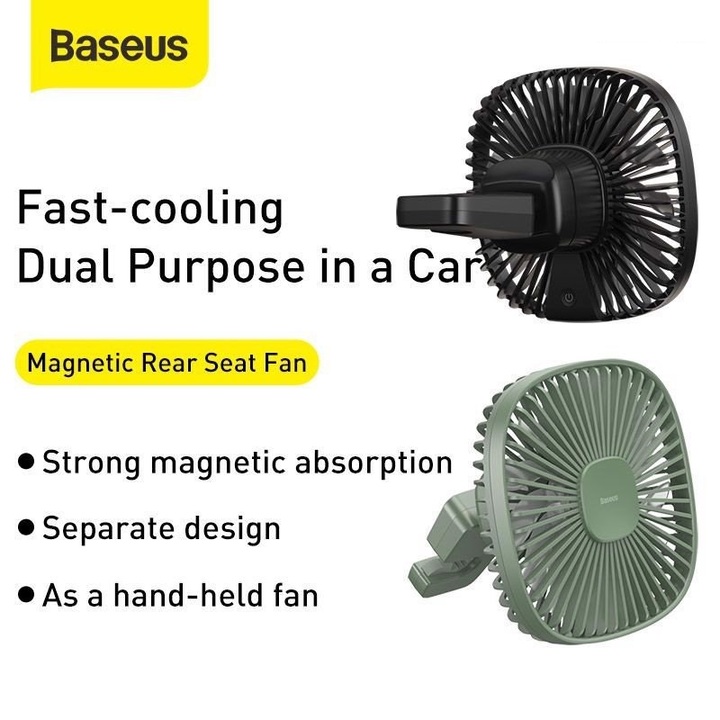 Quạt xếp gắn lưng ghế ô tô tích hợp pin thương hiệu Baseus CXZR-01 - Dung lượng pin: 1000mAh - Chất liệu: Nhựa ABS+PC - Hàng Nhập Khẩu