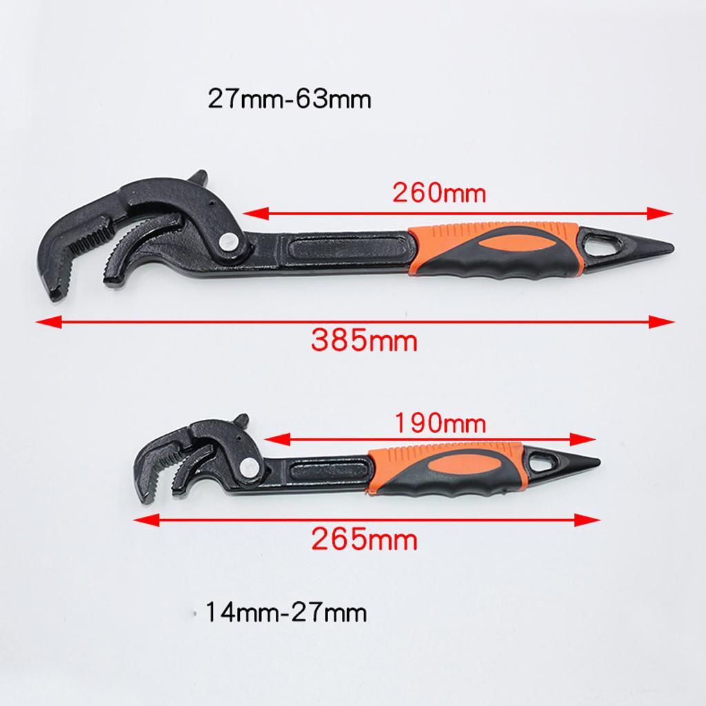 2x 14-63mm Universal Spanner Adjustable Torque Ratchet N Grip Wrench Tools