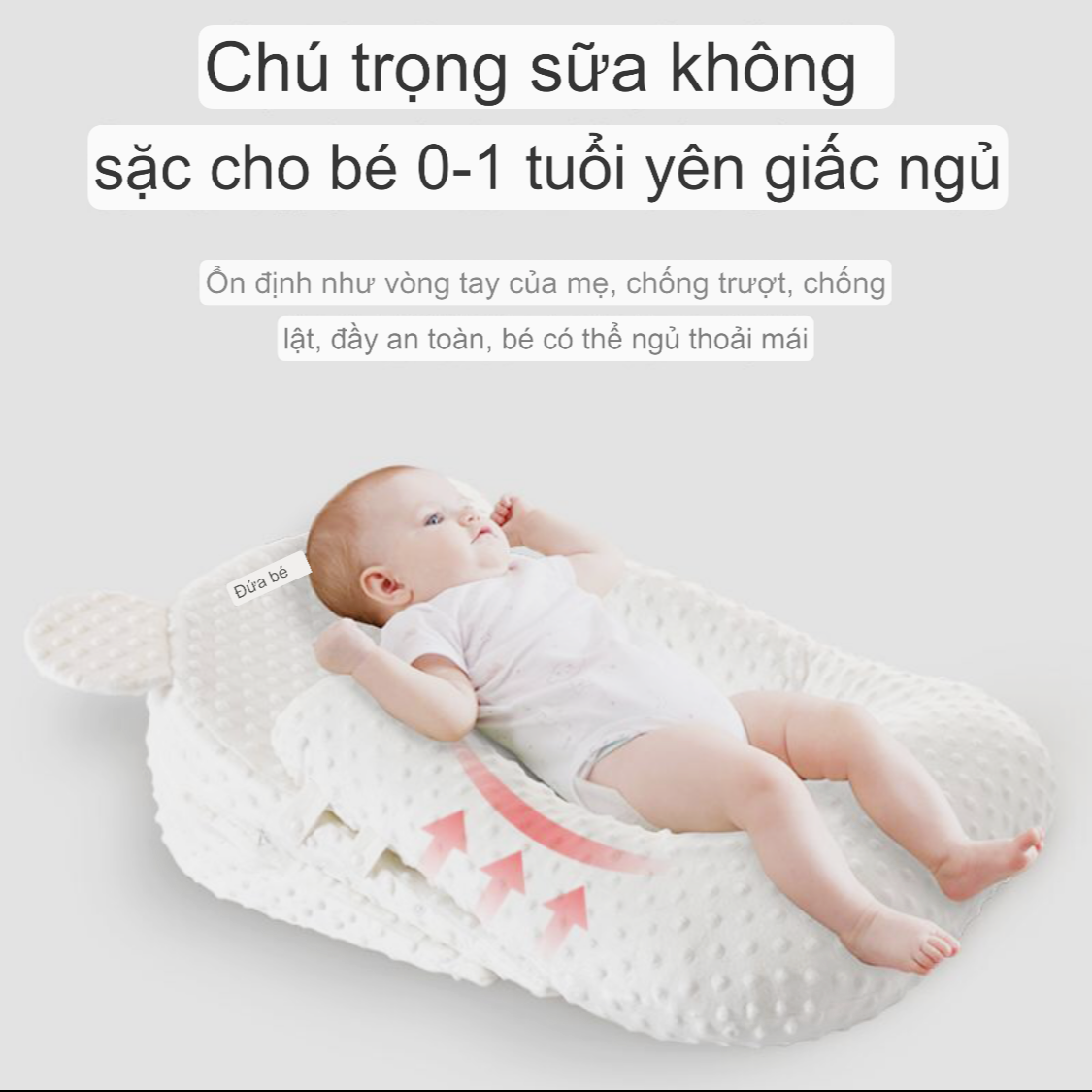 Gối chống trào ngược cho bé cao cấp, Gối chống sặc cho bé và đệm định hình ngủ đúng tư thế - MK23021