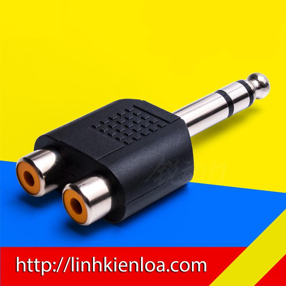 Jack cắm chuyển đổi âm thanh Jack cắm 6.35 mm sang 2 đầu hoa sen AV Stereo