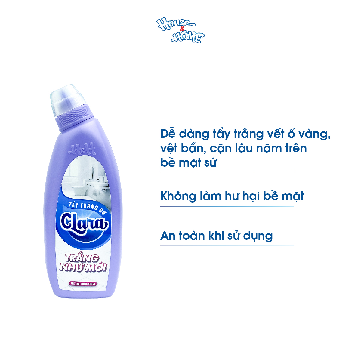 Nước Tẩy làm trắng đồ dùng bằng sứ Clara chai 480ml