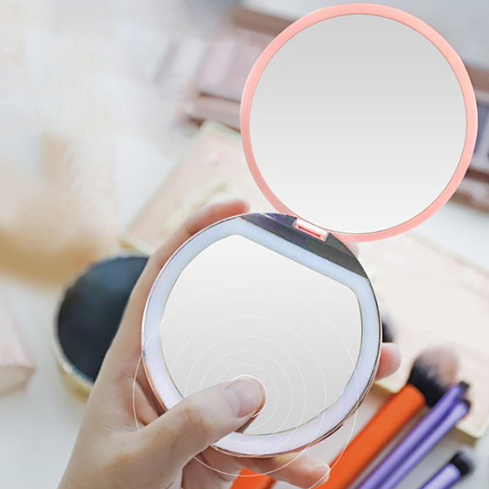 Makeup Mirror Compact Cosmetic Folding Portable Pocket With LED Lights Lamps