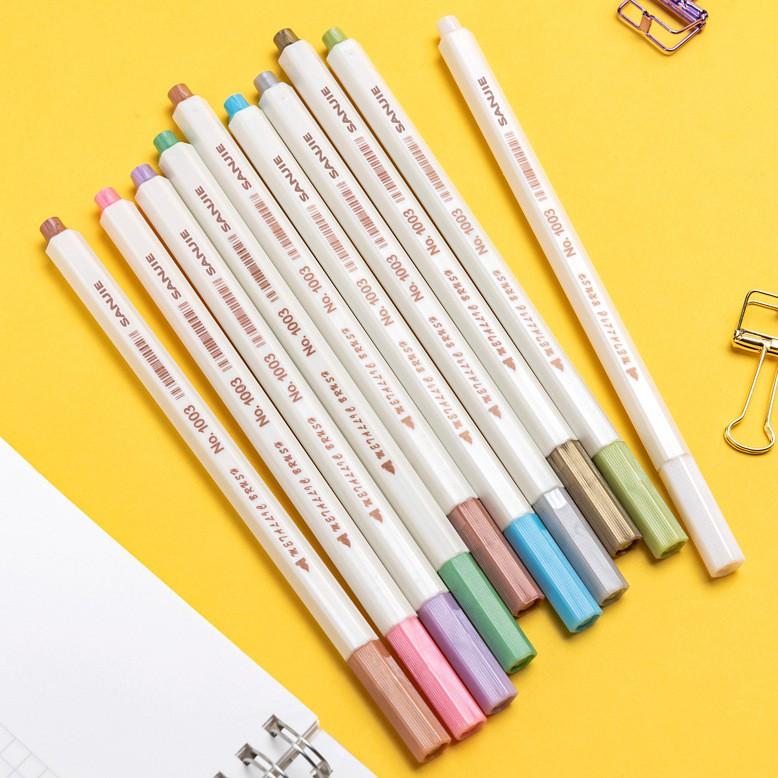 Bút brush pen màu metalic ánh kim nhiều màu phụ kiện văn phòng phẩm SJ