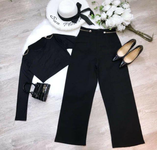 Sét áo thun cotton quần suông xích