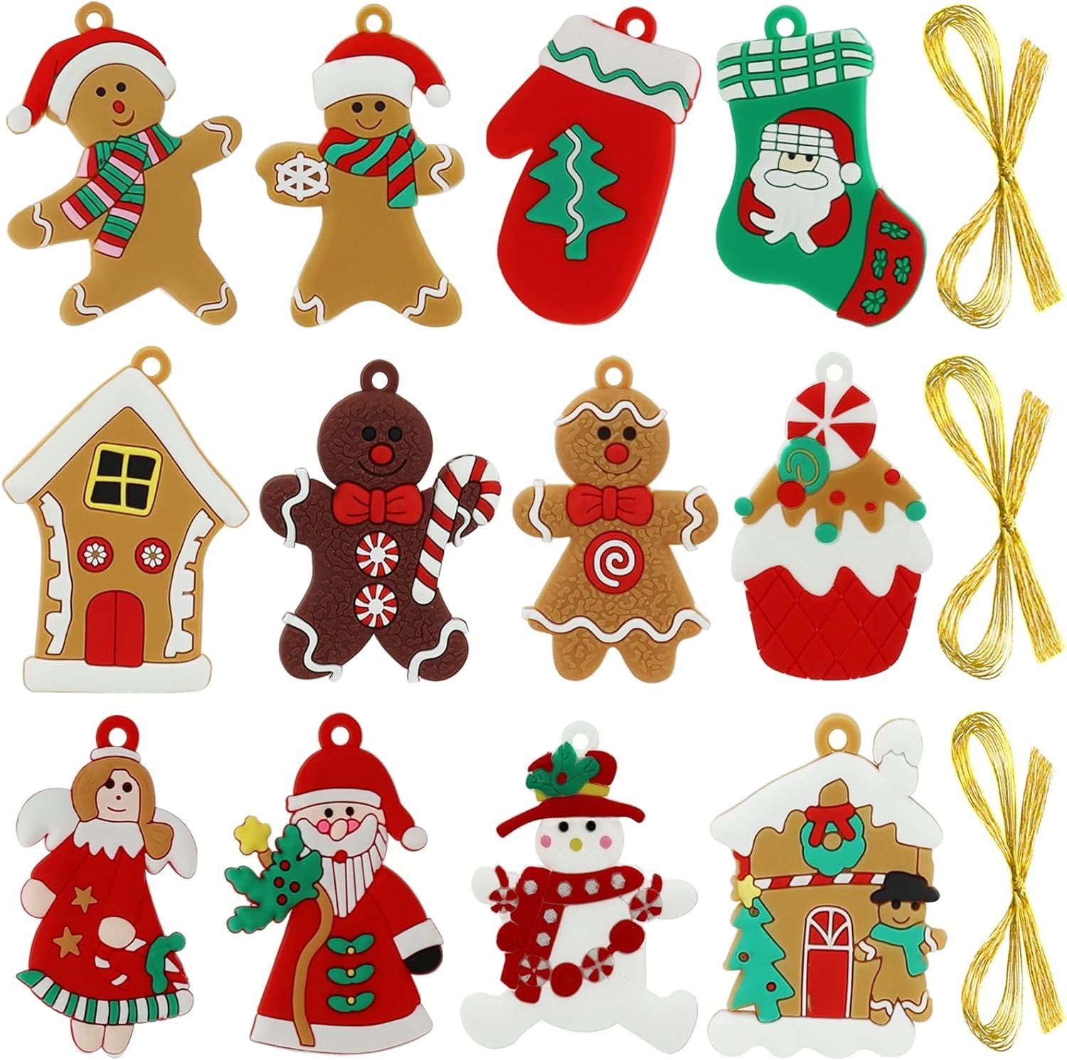 12 món đồ trang trí đồ trang trí Bonhomme Gingerbread Cây thông Noel Cây Giáng sinh Treo treo quà Giáng sinh ban công Deco