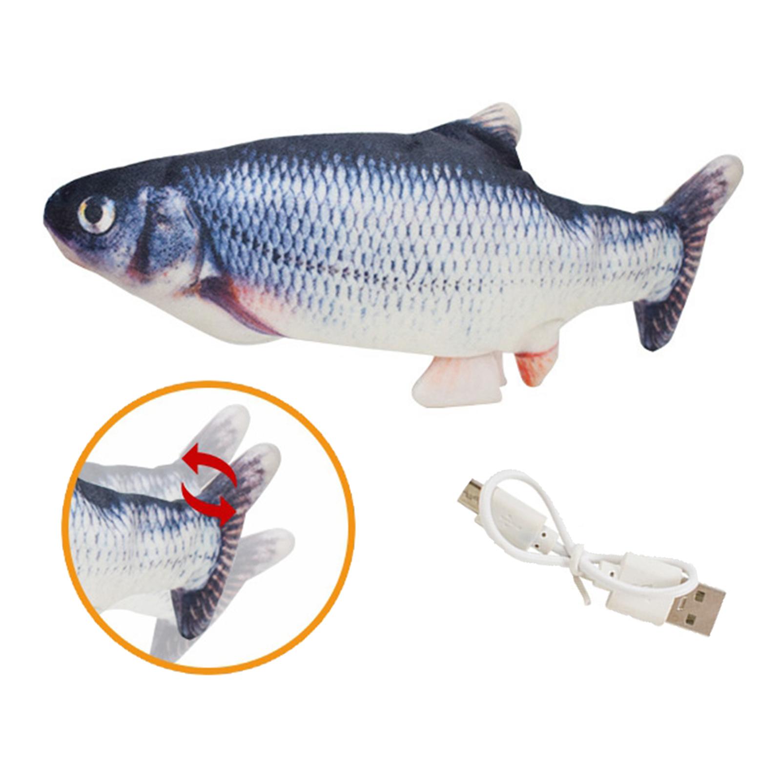 Fish Electric Interactive Pet Cat Kitty Wagging Catnip Toy Grass Carp