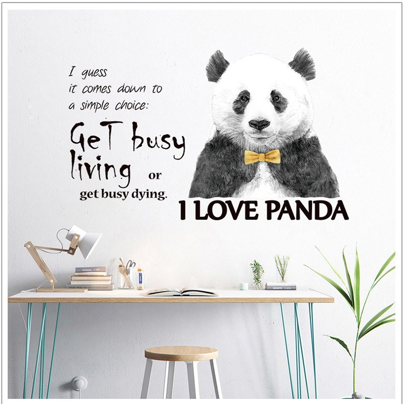 Decal dán tường I love Panda và thông điệp ý nghĩa AmyShop DKN101 (70 x 80 cm)