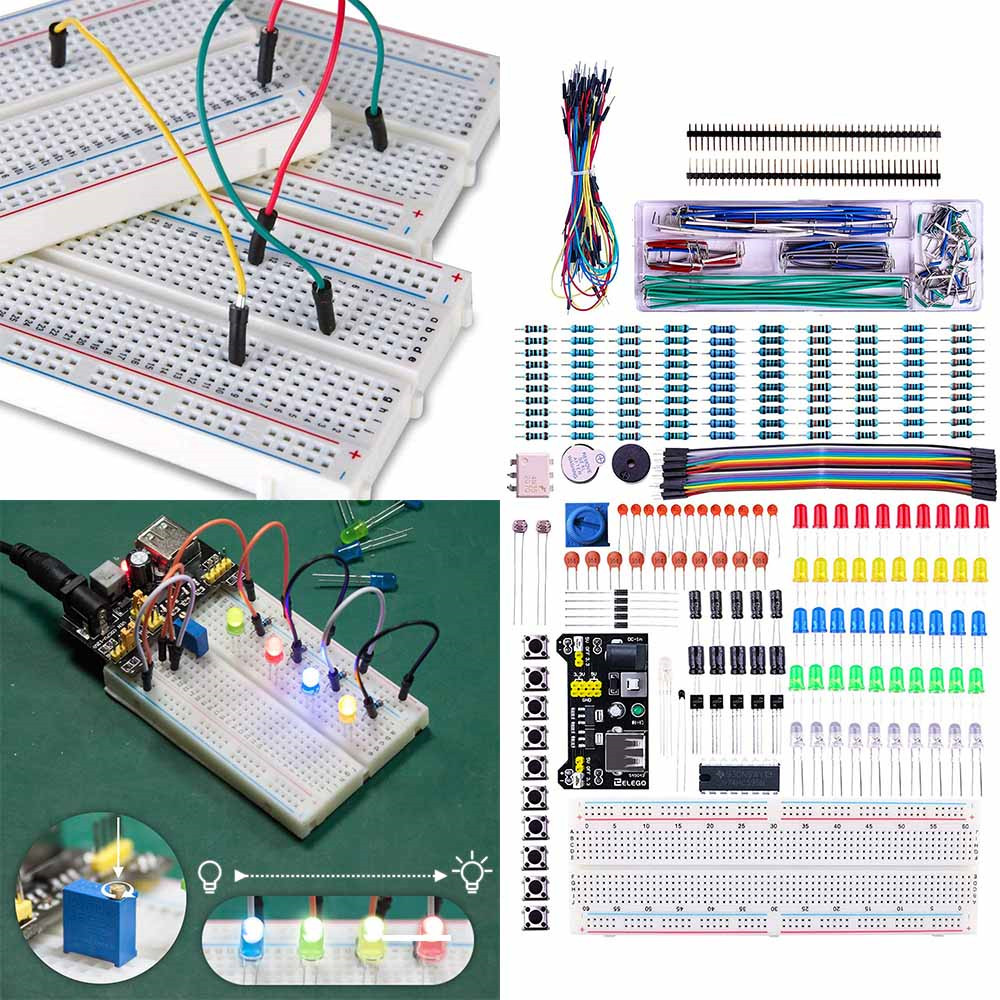 830 Bộ dụng cụ khởi động cơ bản cho Arduino UNO R3 gồm bảng mạch/ dây jumper đèn LED diode mô đun tránh chướng ngại vật