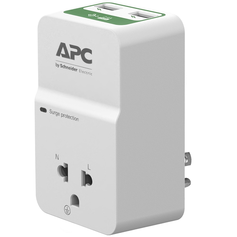 Ổ cắm điện chống xung sét có 2 cổng sạc USB - APC by Schneider Electric - PM1WU2-VN