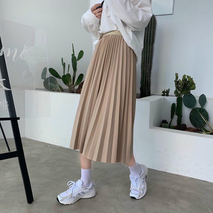 Chân váy xếp ly dáng dài