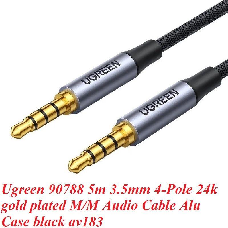 Ugreen UG90788AV183TK 5M Cáp 3.5mm 2 đầu dương 4 Khấc đầu mạ vàng 24k dây dù Màu Đen - HÀNG CHÍNH HÃNG