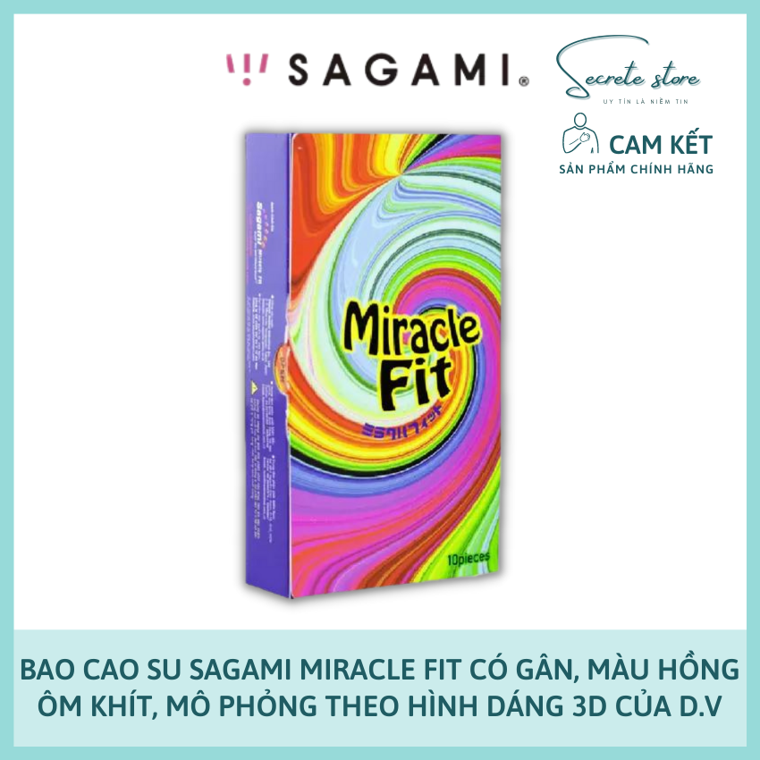 Bao cao su Sagami Miracle - thương hiệu Nhật Bản thiết kế 3D, có gân, màu hồng, siêu mỏng