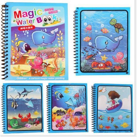 Tranh Tô Màu Nước Ma Thuật Tự Xóa, Sách Tập Tô Thần Kỳ, Magic Water Book Cho Bé Giá Tốt Với 20 Chủ Đề Tặng 1 Bút Tô Màu